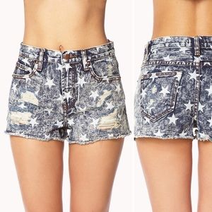 Forever 21 Star Distressed High Waist Shorts s28